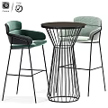 Green And Light Green Bar Stools With Upholstered Seats Curved Backs Black Metal Legs