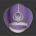 Purple Tactical Weapon Helmet With Gold Accents Textured Surface And Strap Design