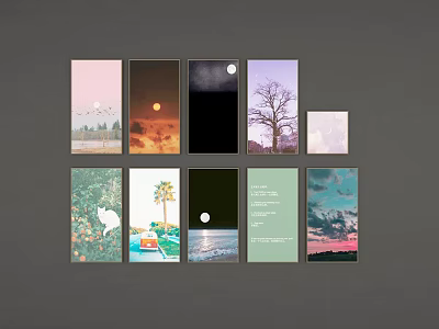 Assorted Art Prints Collection With Nature Scenes And Diverse Themes 3d model