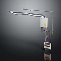Household Electrical Device With Wall Mounted Metal Tube White Control Box And Multiple Ports