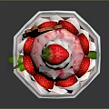 Delicious Strawberry Ice Cream Sundae With Fresh Berries Whipped Cream And Bow Decoration