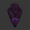 Purple Dragon Head Sculpture With Shiny Horns Detailed Scales And 3D Rendered Design