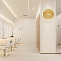 Modern Beauty Hair Salon Interior With White Chairs Round Mirrors And Soft Lighting