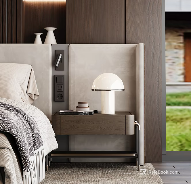 Modern Entryway Console Table And Side Cabinet With Wooden Storage Drawers And Decorative Items 3d model 