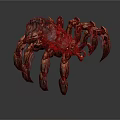 Spider Like Game Movie Character With Red Brown Armored Body And Multiple Sharp Legs