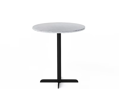 Modern Round Top Marble Side Table With Black Cross Shaped Base Support 3d model