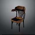 Unique Modern Chair Design With Wooden Striped Backrest And Black Frame Armrests