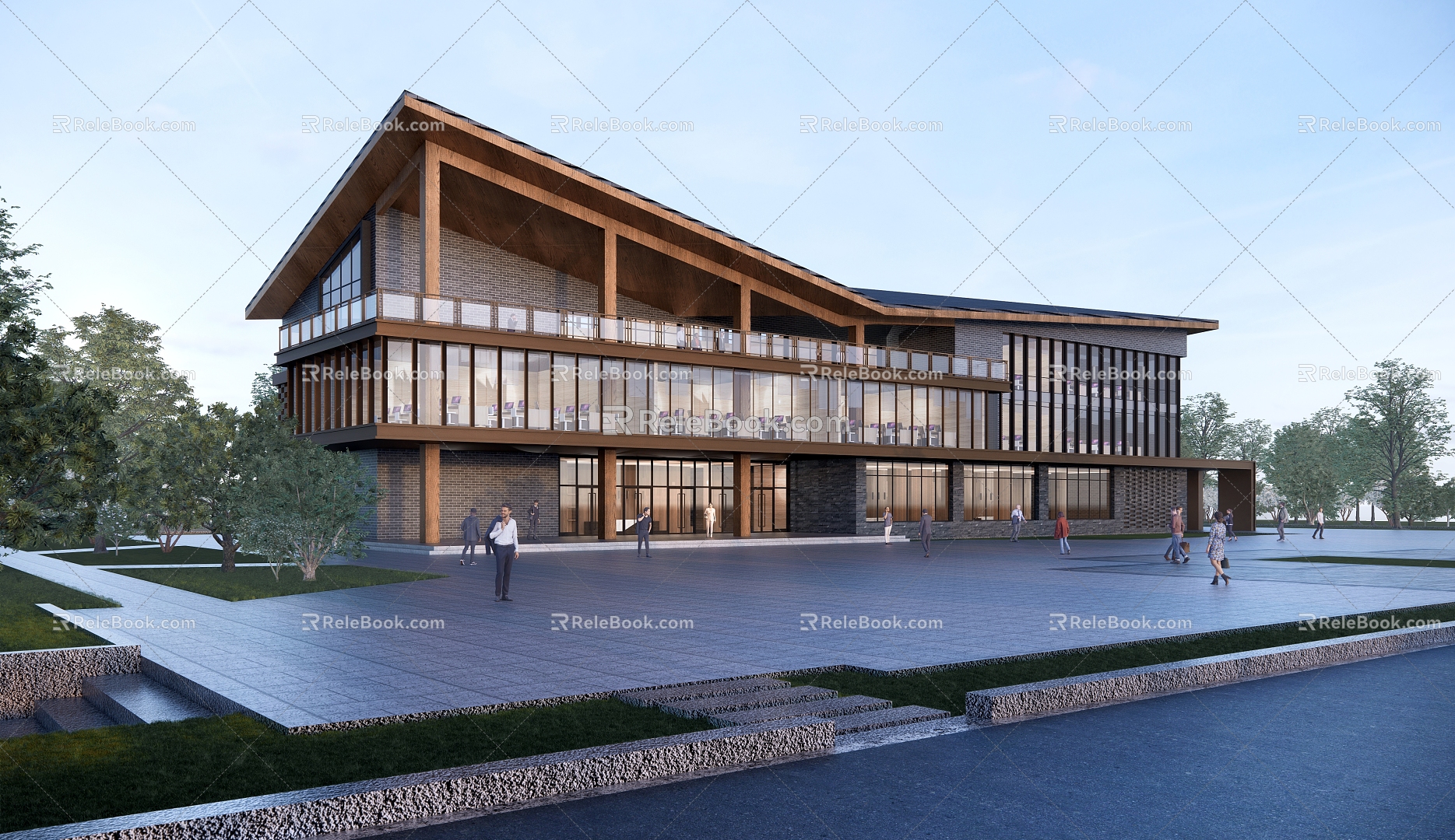 New Chinese-style Office Building Three-story Office Building 3d model