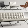 Modern Leather Sofa Set With Tufted Design Black White Brown Colors And Metal Legs