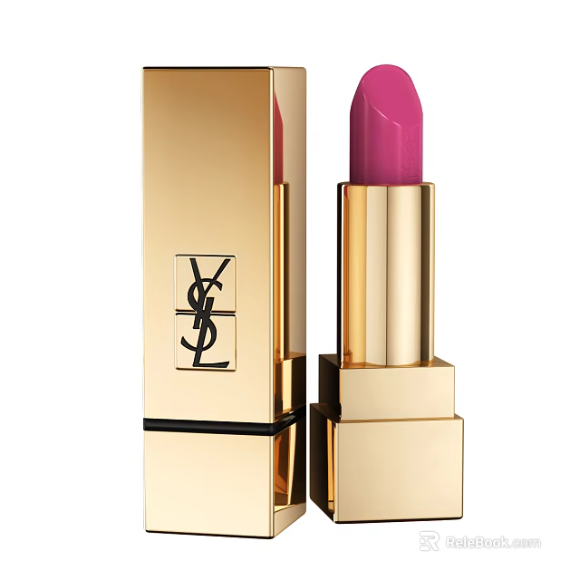 Elegant Pink Lipstick With Gold Case For Cosmetic Beauty Product 3d model 