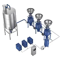 Stainless Steel Industrial Processing Equipment With Tank Reactors Piping And Control Units 3d model