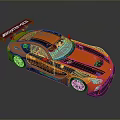 Orange And Black Racing Car With WHEELS Logo Rear Wing Striped Design And Number 11