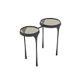 Modern Double Round Coffee Table With Glass Top And Black Legs