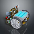 Innovative Modern Furniture With Circuit Board Blue Batteries And Mobile Wheels