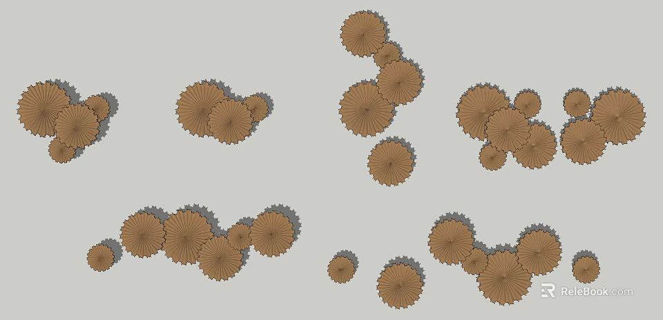 Creative Wall Decor With Brown Floral Shaped Elements Arranged In Clusters 3d model