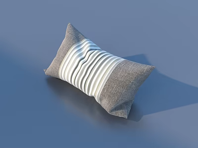 Gray And White Striped Decorative Pillow With Linen Texture For Modern Home 3d model