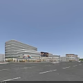Modern Industrial Factory Building Complex With Green Lawn Parking Area And Central Plaza