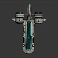 Futuristic Sci Fi Hover Vehicle With Silver Body Four Green Glowing Thrusters And Geometric Patterns