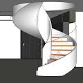Elegant Modern Spiral Staircase Interior Design With Lighted Steps And Glass Railing 3d model