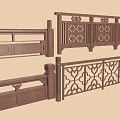 Traditional Chinese Wooden Railings With Intricate Carved Patterns And Decorative Panels