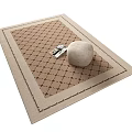 Square Rug With Beige Base Diamond Pattern And Decorative Stone Small Card Accents 3d model