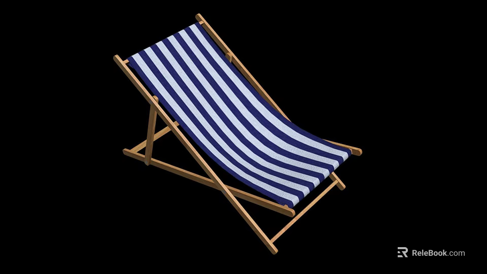 Tech Exhibition Hall Lounge With Blue White Striped Wooden Deck Chairs Design 3d model 