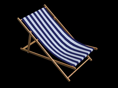 Tech Exhibition Hall Lounge With Blue White Striped Wooden Deck Chairs Design 3d model