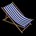 Tech Exhibition Hall Lounge With Blue White Striped Wooden Deck Chairs Design