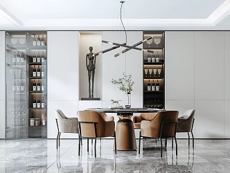 Light Luxury Dining Table and Chair Combination 3d model