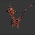 Mythical Red Dragon Game Movie Character With Large Spread Wings Sharp Claws And Scales