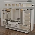 Modern Wardrobe Interior With Hanging Area Drawers Shelves And LED Lights