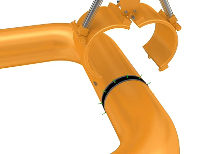 Industrial Equipment Orange Pipe With Metal Brackets And Connecting Fittings 3d model