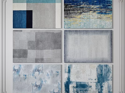 Modern Square Rugs With Abstract Geometric Patterns And Blue Gray Tones 3d model