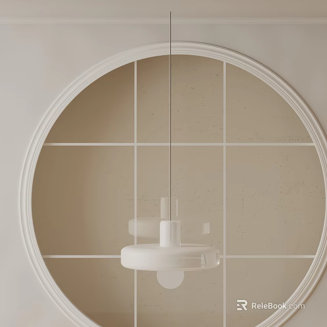Modern White Round Pendant Chandelier Design For Minimalist Interior With Beige Wall Background 3d model 