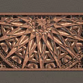 Elegant Wooden Wall Decoration with Intricate Carved Symmetrical Floral Geometric Art Design