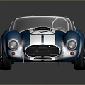 Classic Blue Convertible Racing Car With White Stripes And Number 7