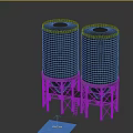 Industrial Equipment Large Silver Metal Storage Tanks with Steel Support Structures
