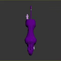 Vibrant Purple Game Fantasy Creature With Horns Striped Body And Curled Tail Design