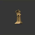Ancient Style Classical Architecture Model With Columns Detailed Roof And Stone Base