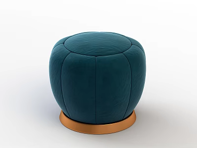 Teal Upholstered Ottoman with Gold Circular Base Modern Stylish Accent Furniture Piece 3d model