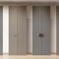 Gray Interior Doors With Multiple Panels And Different Handle Designs