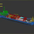 Blue And White Ship TA 226 Featuring Structural Details On Deck 3d model