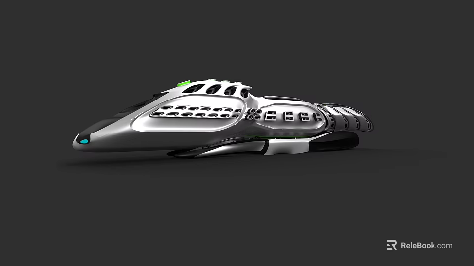 Futuristic Silver Streamlined Train Exterior Design With Modern Aerodynamic Shape 3d model 