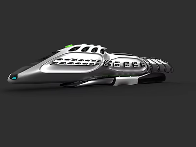 Futuristic Silver Streamlined Train Exterior Design With Modern Aerodynamic Shape 3d model