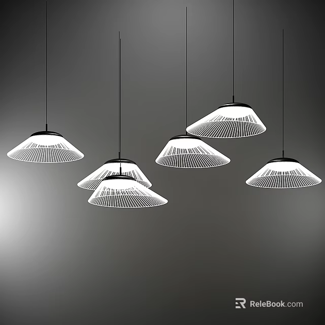 Multiple Modern Pendant Lights with Sleek Design and Hanging Style 3d model