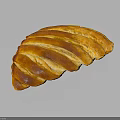 Freshly Baked Golden Brown Braided Bread With Shiny Surface On Dark Background