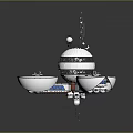 Modern Multi Circular Technological Device With Three Bases Top Antenna And Spherical Structure