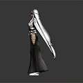 Game And Movie Character With Purple Fox Ears White Kimono Long Black Hair Flowing Sleeves