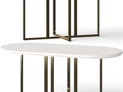 Elegant Modern Office Desk With Smooth Marble Top And Sturdy Metal Legs 3d model