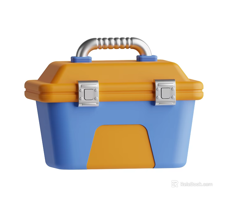 Durable Blue And Yellow Toolbox With Silver Handle And Secure Latches 3d model 